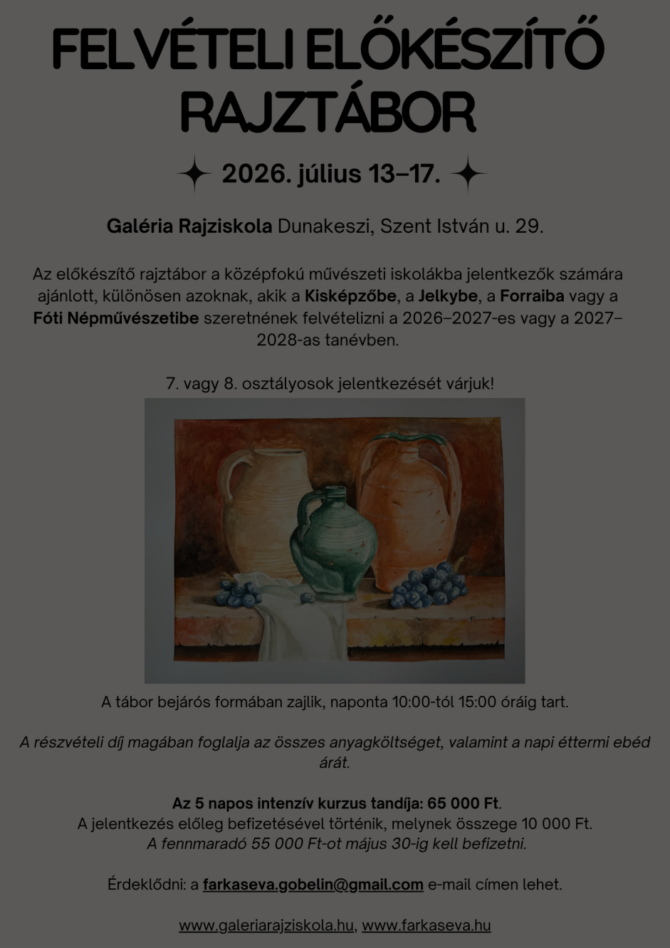 Felvételi előkészítő rajztábor